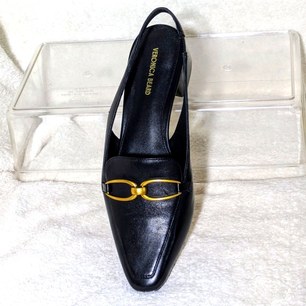 Women's Veronica Beard Casie Slingback Pump, Black, Gold Hardware, EUC 8M no box - Picture 7 of 14